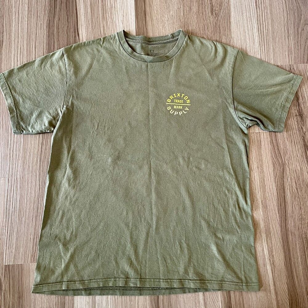 Brixton Men's Sz L Oath V Standard Fit Crew Neck T-Shirt Short Sleeve Green Logo
